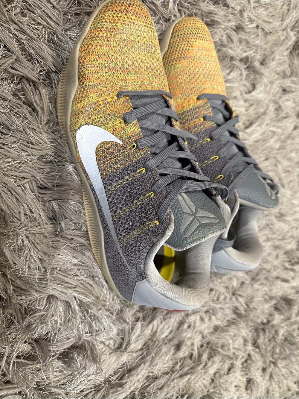 Nike Kobe Bryant Gray & Yellow Flyknit Basketball Sneakers